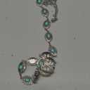 LEACOOLKEY Women Turquoise Concho Chain Waist Belt Silver Western Cowgirl Metal Chain Belt for Dress Adjustable (Fit for Waist up to 34")