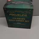 FOCUSLINE 175 Count Gold Dinnerware Set for 25 Guests - Gold Rimmed White Disposable Plastic Plates Heavy Duty, Includes 25 Dinner & Salad Plates, Cups, Cutlery Set for Wedding Parties