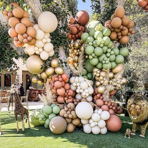 Brown And Green Balloon Garland Sage Green Brown White Sand Beige Gold Balloons Olive Coffee Tan Balloon Arch Kit for Woodland Baby Shower Safari Jungle Wild One Birthday Party Decorations
