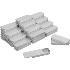 GENHAKON 50 PCS 3.15 X 1.34 X 0.4 Inch Slide Top Tin Containers With Lid For Small Items