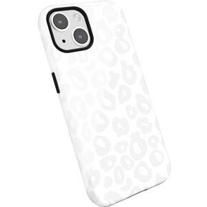 For iPhone 14 Plus 15 Plus Case Cheetah Print, Leopard Pattern Phone Case for Women Girls, Girly Cute Thin Slim Hard Shell Plastic Phone Cover, Luxury Aesthetic Trendy Animal Design, White