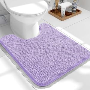 OLANLY Toilet Rugs U-Shaped 24x20, Extra Soft Absorbent Chenille Contour Bathroom Rugs for Toilet, Dry Quickly, Machine Washable, Non-Slip Bath Mat, Lavender OLANLY Toilet Rugs U-Shaped 24x20, Extra Soft Absorbent Chenille Contour Bathroom Rugs for Toilet, Dry Quickly, Machine Washable, Non-Slip Bath Mat, Lavender
