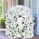 4 Pcs UV Resistant Artificial Flowers for Outdoors, Realistic Faux Silk Bougainvillea Flowers, Fake Hanging Plants for Porch Patio Balcony Decoration (White)