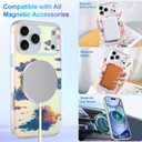 Cute Case for iPhone 17 Pro Max Case for Women Girls [ Compatible with Magsafe ] Aesthetic Cloud Pattern Design, Girly Glitter Sparkly Bling Protective Phone Cover, Iridescent Sun Set Sky