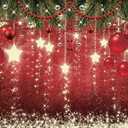 8x6FT Christmas Backdrops Red Ball Theme Background Shining Stars Background New Year Backdrop for Christmas Party Decoration Banner