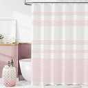 jinchan Pink and White Shower Curtain for Bathroom Modern Farmhouse Striped Waterproof Fabric Shower Curtain Set with 12 Hooks Machine Washable 70x72 Inches