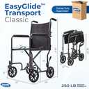Invacare Transport Wheelchair for Adults, Compact Lightweight Wheel Chair with Foldable Backrest, 19in Seat with Seatbelt, Swing-Away Footrests, Portable Steel Travel Transfer Chair