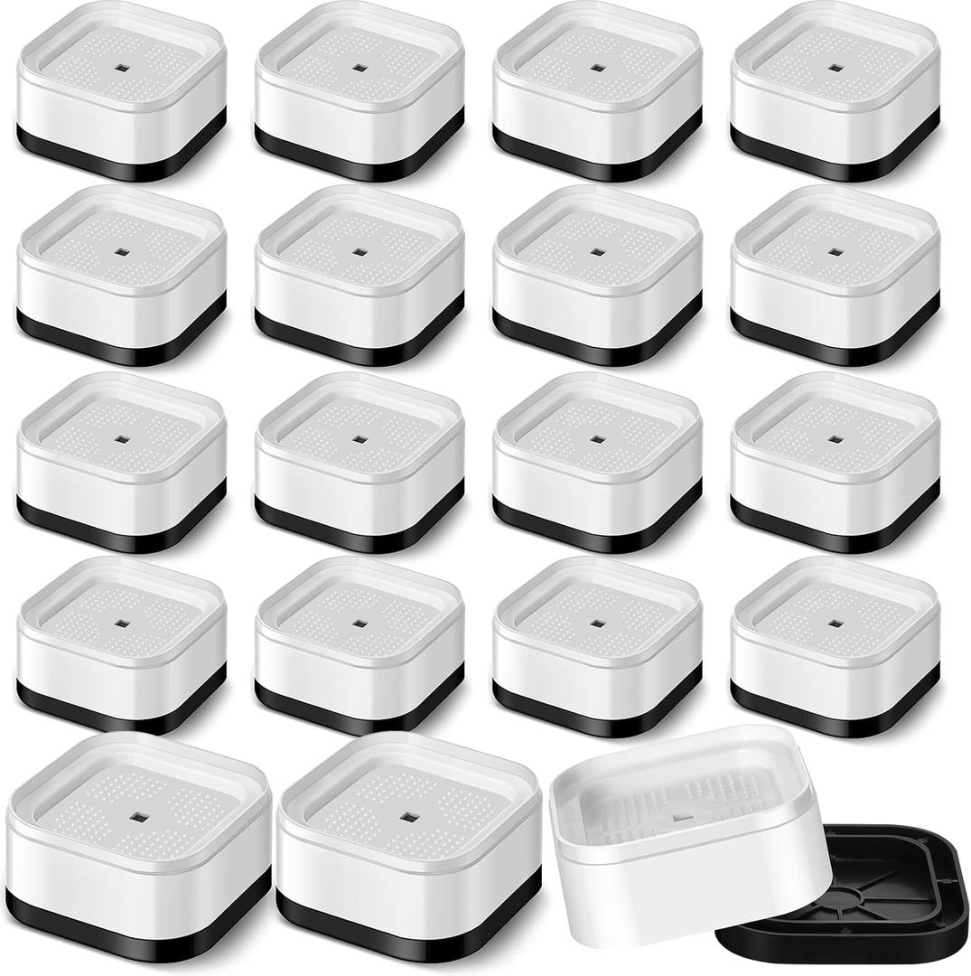Ecally 16 Pack Furniture Risers Adjustable Bed Risers Desk Leg Risers 1.38" Stackable Heavy Duty Bed Lifts Risers Square Bed Raising Blocks for Mattress Table Leg Desk Chair Couch Sofa Dorm (White)