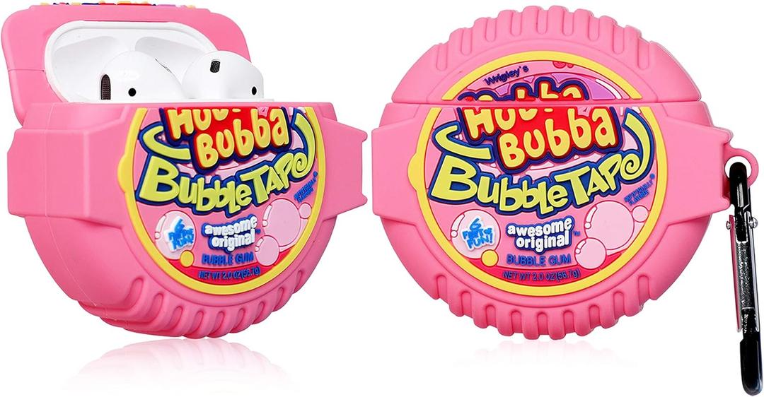 Joyleop Bubble Gum Case for Airpods 1/2, Cute Cartoon Fun Funny 3D Food Design Kids Girls Teens Boys Cover, Kawaii Cool Stylish Fashion Soft Silicone Character Trendy Air pods Cases for Airpod 1&2