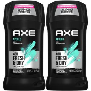 AXE Deodorant for Men, Apollo 2-Pack  48H Anti-Sweat Protection, High Definition Masculine Scent, 2.7 Oz Ea