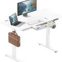 SHW 48-Inch Electric Height Adjustable Standing Desk with Drawer, Memory Preset and Cable Management Tray, White