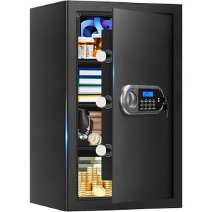 5.2 Cuft Large Safes for Home Use Fire and Water Proof, Anti-Theft Digital Security Safe Box With Programmable Keypad & Spare Keys, Home Safes Water and Fireproof for Money Valuables
