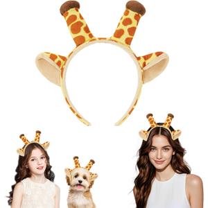 Edoneery Reindeer Antlers Headband for Women, Christmas Furry Deer Antlers Animal Ears Hairband for Cosplay Party Costume