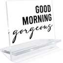 Funny Bathroom Sign Decor, Good Morning Gorgeous Signs, Acrylic Decoration for Bathroom Restroom Toilet, Home Desktop Decorations, Desk Decor Art, Housewarming Gift 4.3x3.9x2.5 inches