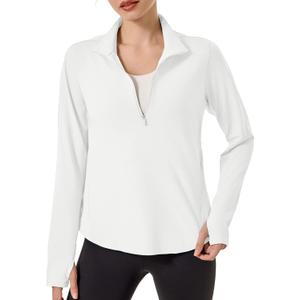UPF 50+ Hiking Shirt for Women - 1/4 Zip Long Sleeve Sun Protection Top Lightweight & Quick Dry for Trail Running (L)