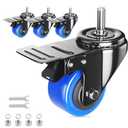 Stem Caster Wheels 2 inch Heavy Duty, Swivel Threaded Stem Mount Casters Set of 4 with American Size UNC 1/4"-20 x 1