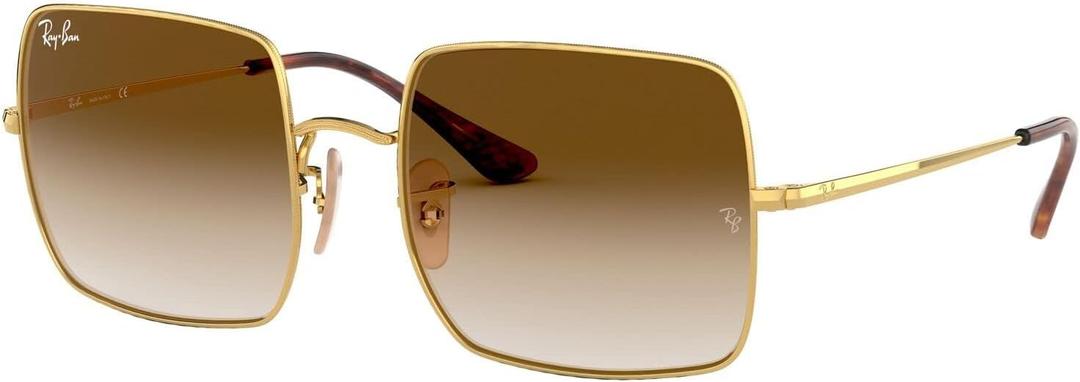 Ray-Ban Womens Rb1971 Square Square Sunglasses (Gold/Clear Gradient Brown)