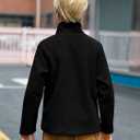 Haloumoning Boys Zip Up Fleece Jacket Kids Lightweight Outerwear Long Sleeve Mock Neck Coat with Pockets 5-14Y (Black, M)