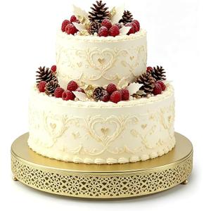 Cake Stand, Metal Round Cupcake Dessert Stand Cake Display Holder Cookies Fruit Serving Tray Decor for Wedding Party Birthday Baby Showers Anniversary (18 in, Gold)