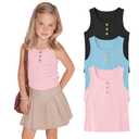 Yooo's Vivi 3 Pack Toddler Girl Tank Top, 3-Color, 4T