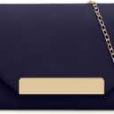 Clutch Purses for Women Evening Bag Faux Suede Formal Party Wedding Cocktail Prom (Navy Blue 2)