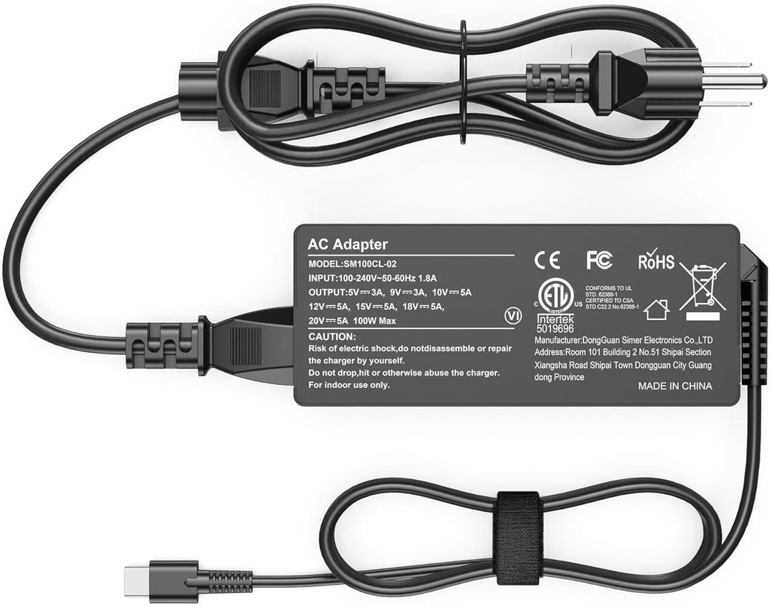100W USB C Charger Power Adapter Compatible with Mac Book Pro/Air 16, 15, 14, 13 Inch HP Dell Lenovo Asus Acer Type C Fast Charging
