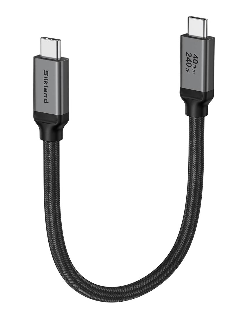 Silkland USB 4 for Thunderbolt 4 Cable 1FT, 40Gbps Data Transfer, 240W PD3.1 Fast Charging, 8K@60Hz, Short USB C Data Cable Compatible with Thunderbolt 3, iPhone 17/16, SSD, MacBook, Hub, Dock