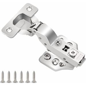 4 Pack Inset Soft Close Cabinet Hinges 105 Frameless 3 Way Adjustable Kitchen Cabinet Door Hinges with Screws (Light Nickel)