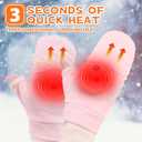 Heated Gloves for Women, Upgraded Smart Thermostatic Electric Heated Fingerless Gloves Rechargeable for Women Men, Winter Hand Warmer for Work Cycling Skiing Outdoor Snow (Pink)