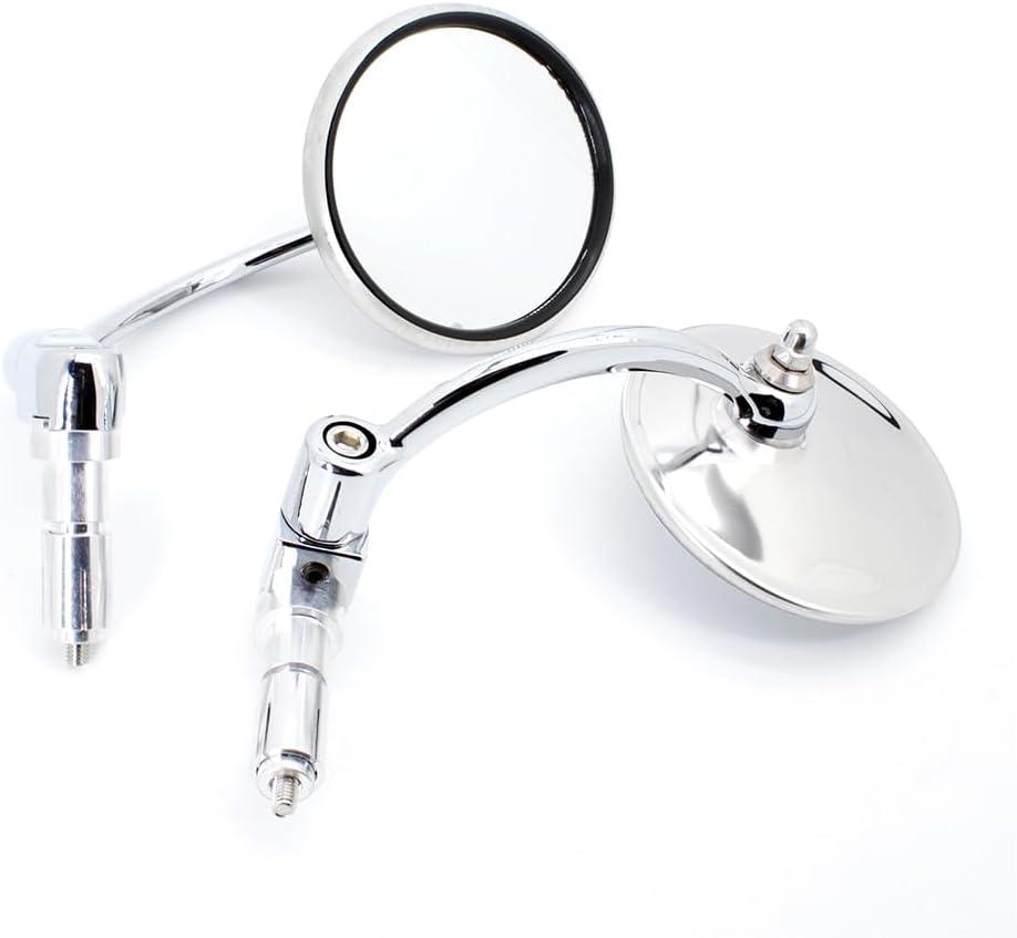 Classic Chrome Motorcycle Bar End Mirrors, Universal Round Rearview Side Mirrors Fit for 7/8'' Motorcycle Handlebar