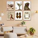Trendy Leopard Print Wall Art Vintage Magazine Fashion Woman Picture Wall Decor Funky Cheetah and Espresso Martini Y2K Aesthetic Poster Coquette Preppy Print Artwork for Girly Apartment,