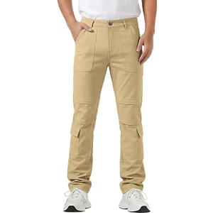 GINGTTO Mens Cargo Pants Slim Fit Stretch Skate Casual Pants for Men Boot Cut Streetwear Khaki Size 32