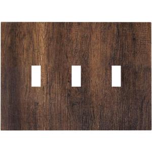 Decorative Light Switch Plate Covers Vintage Brown Wood Plank Texture 3 Gang Light Switch Cover Plate Triple Toggle Wall Plate Outlet Covers for Farmhouse Cabin Home Decor (3-Gang Toggle/ 6.7x 4.8 IN)