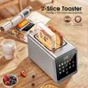 Touch Screen Toaster 2 Slice, Stainless Steel Smart Digital Toasters with Single Slot Toasting, Memory Function, 5 Bread Types & 6 Shade Settings,1.5" Wide Slot, 900W