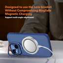 Designed for iPhone 15 Case, Compatible with Mag-Safe, Frosted Translucent Slim Case with Built-in Aluminum Alloy Lens Bracket, Military-Grade Drop Protection with Airbag Corners, Blue