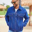 Bindefon Denim Jackets for Men Trucker Jean Jacket Unlined Coats Spring Fall Outfits (Small, Colored Blue)