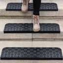 Rubber Stair Treads Non Slip Outdoor/Indoor 30" x 10" 3-Pack, Outdoor Stair Treads with Nosing for Garage, Patio, Wooden Marble Tile Metal Concrete Steps