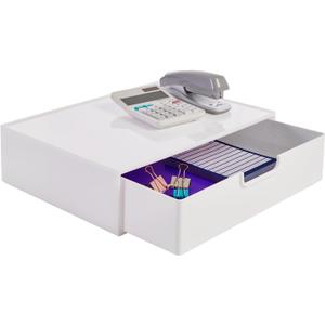 STORi STAX Plastic Stackable Organizer Drawer in Solid Cloud White | 12.5-inches Wide | Organize Office Desk Accessories and Sort Letter-Size Paper | Made in USA