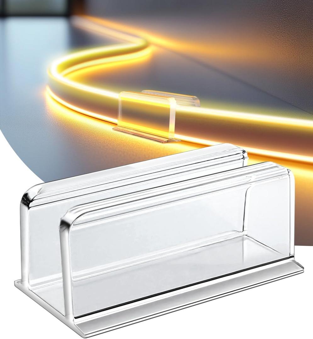 Neon Rope Light Clips Mounting - 24 Pcs Clear Waterproof LED Strip Clip Brackets - Adhesive Wall Mount Holder for Govee and Other Neon LED Lights Strips