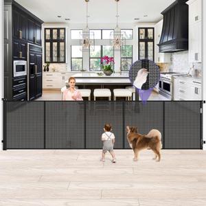 42 Inch Extra Tall Baby Gate 120 Inch Extra Wide Retractable Baby Gates for Large Openings, Upgraded Retractable Gate Keeps Pets from Getting Under Tall Pet Gate, Indoor/Outdoor Long Dog Gate