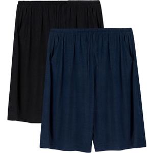Mens Pajama Shorts, Mens Sleep Shorts Lounge Soft Comfy Pj Bottom Sleeping Pants Breathable Summer Modal Sleepwear(2 Packs) (Large, Black+Blue)