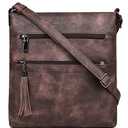 MASINTOR Crossbody Purses for Women, Multi Pocket Casual Crossbody Bag, Soft Leather Adjustable Strap Shoulder Bag with Tassel