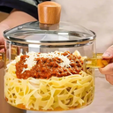 Clear Cooking Pots 1.5L(50oz) High Borosilicate Cooking Pot, Cooking Pots for Stove Top Glass Saucepan, Glass Pot With Lid for Cooking Noodle, Soup, Milk,Tea