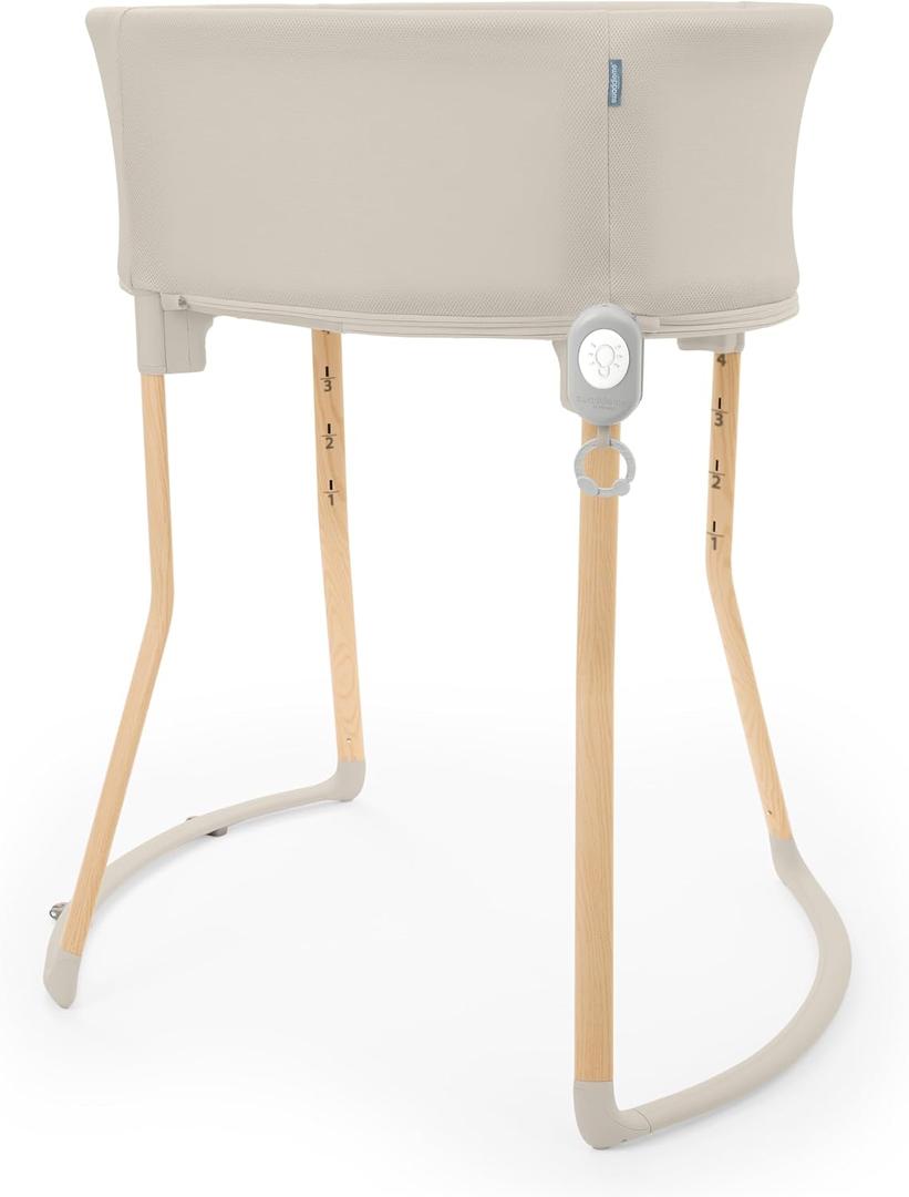 Ingenuity Right Height Adjustable Bassinet – C‑Section Friendly 4-Position Height, Breathable Mesh Sides, Soothing Sounds & Lights