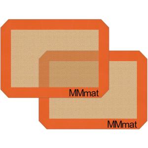 MMmat Silicone Baking Mats - Best German Silicone - Non Slip Silicone Baking Sheet, Non Stick Reusable Silicone Mats for Baking, Oven Liner, Counter Mat - 2 Toaster Oven Size Baking Mats