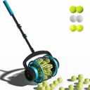Tennis Ball Hopper for 120 Balls, Tennis Ball Basket with Removable Storage Bag, Wheeled Tennis Ball Cart for Serve Training, Portable Pickleball Baseball Hopper Basket