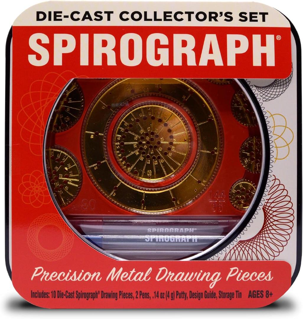 Spirograph Die-Cast Collectors Set  Special Edition, Arts and Crafts, Kids Toys, Art Supplies, Craft Supplies, Drawing Kit, Spiral Art, Metal Gear Design Kit, Pens, Design Sheet Included, Ages 8+