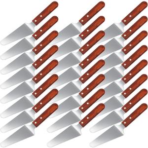 Yinkin 40 Pack Pie Server Pizza Spatula Stainless Steel Pie Spatula Wood Handle Easy to Grip Cake Cutter Slicers Utensils, 9.8 x 2.4 Inches