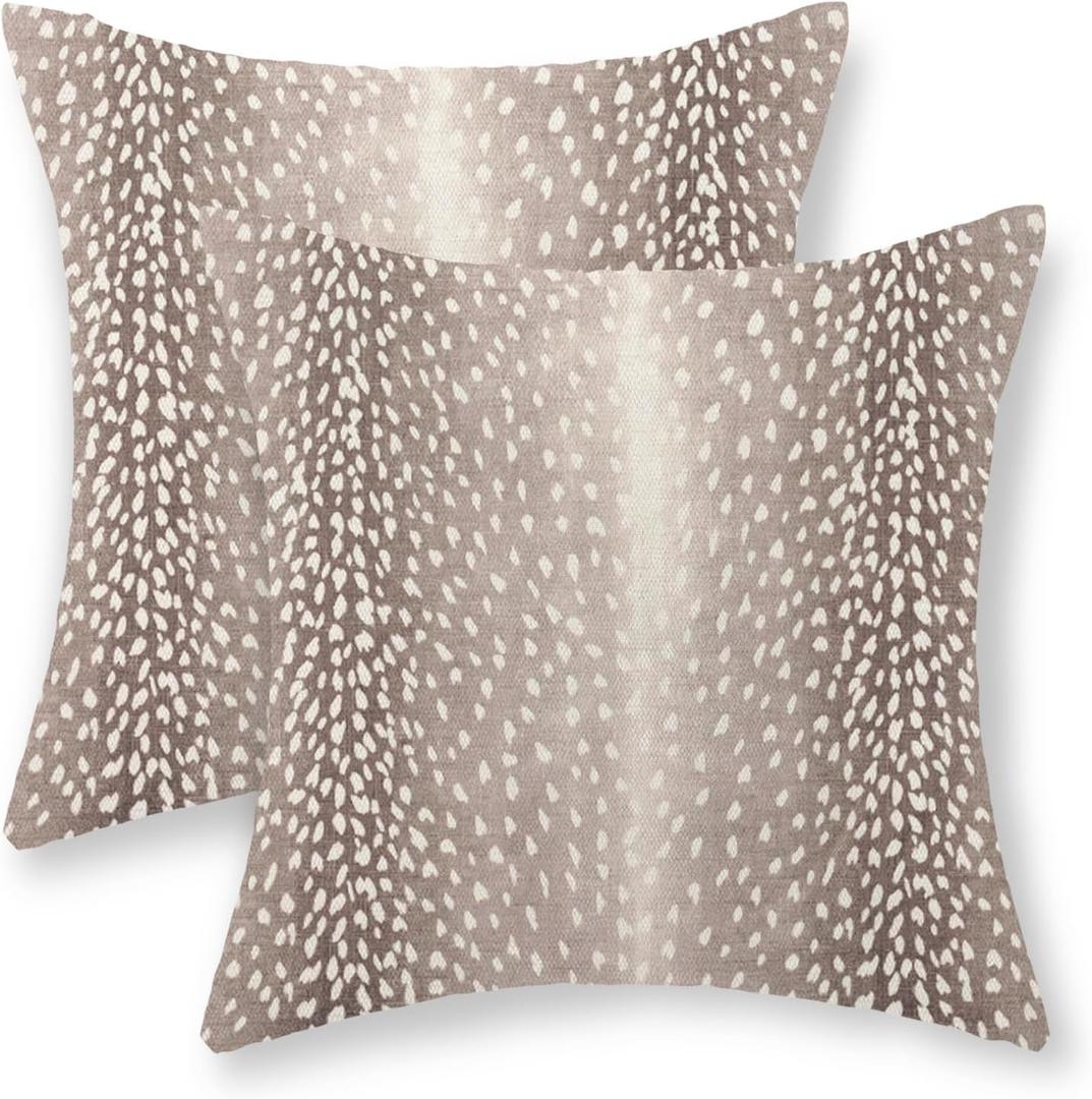 Animal Print Pillow Covers 20x20 Inch Set of 2 Brown Antelope Throw Pillows Modern Animal Print Neutral Decorative Pillow Cases Outdoor Farmhouse Linen Decor Cushion Case for Couch Sofa Room