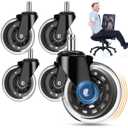 Office Chair Wheels, Outstanding Replacement Roller Blade Wheels for Office Gaming Desk Chairs - 3 Inch Caster Wheel Set of 5 Heady Duty Safe for Hardwood Floors and Carpet, Smooth & Quiet